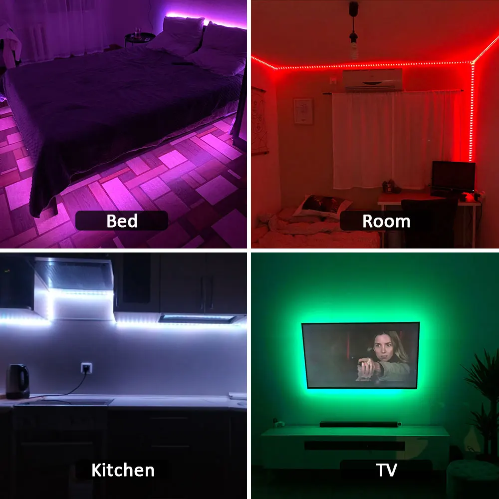 LED Strip Light, RGB 5050 Lights Music Sync Color Changing  Sensitive Built-in Mic, App Controlled LED Lights Rope Lights