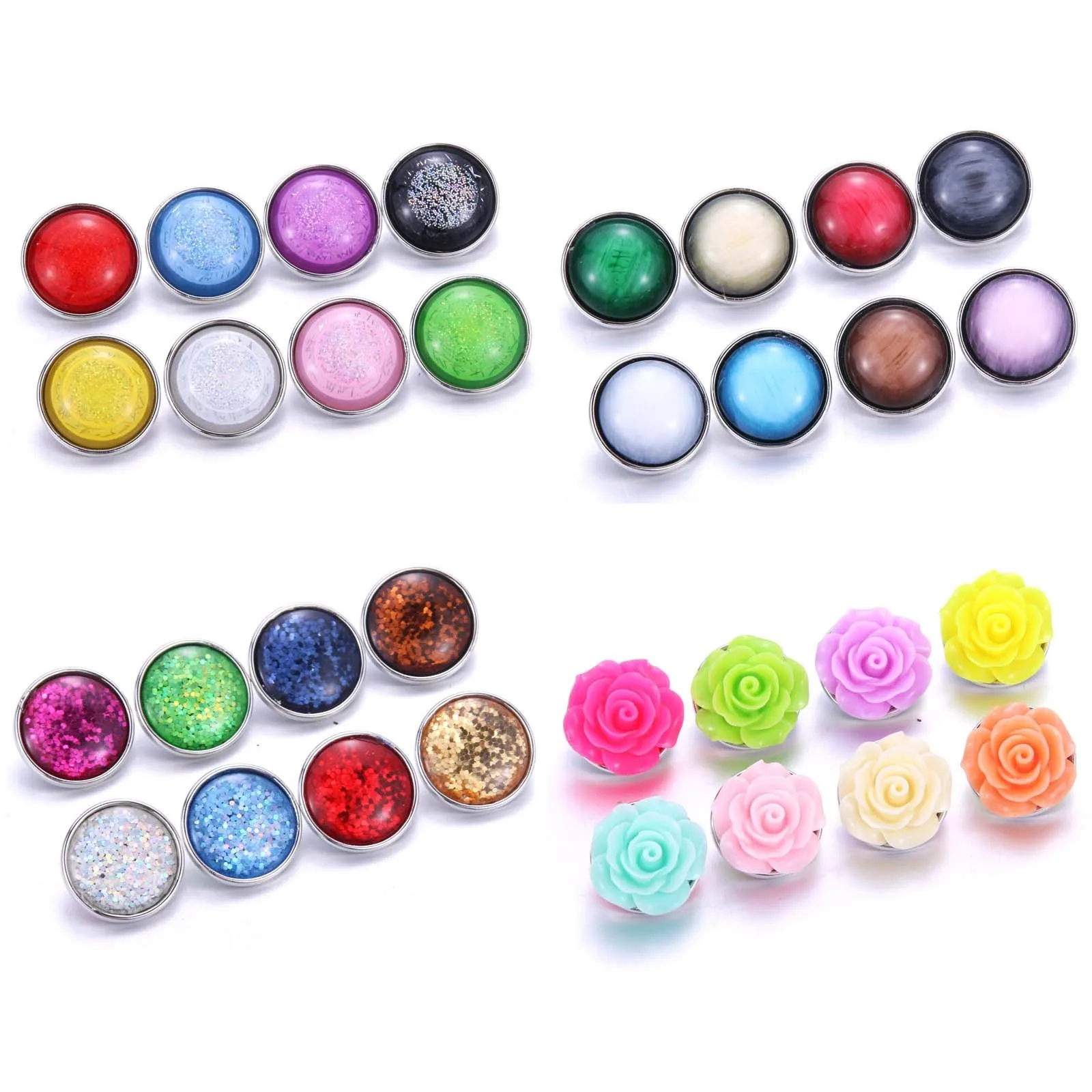 10 Pcs/lot New Snap Button Jewelry Mixed Style Ginger Resin 18mm Snap Buttons Fit Snap Bracelet Bangles Button Jewelry