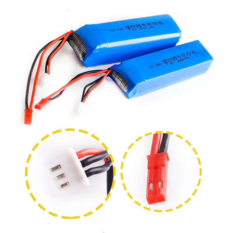 Upgrade 3000mAh 7.4V Rechargeable Lipo Battery for Frsky Taranis X9D Plus Transmitter 2S 7.4V Lipo Battery Toy Accessories 1pcs