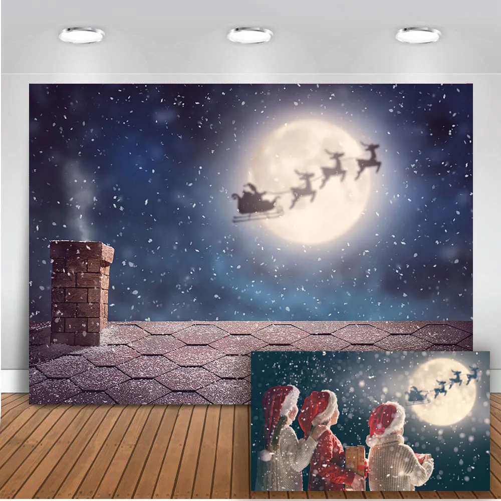 Christmas Backdrop fairytale roof background for photo studio christmas reindeer night sky backdrop photobooth prop photocall