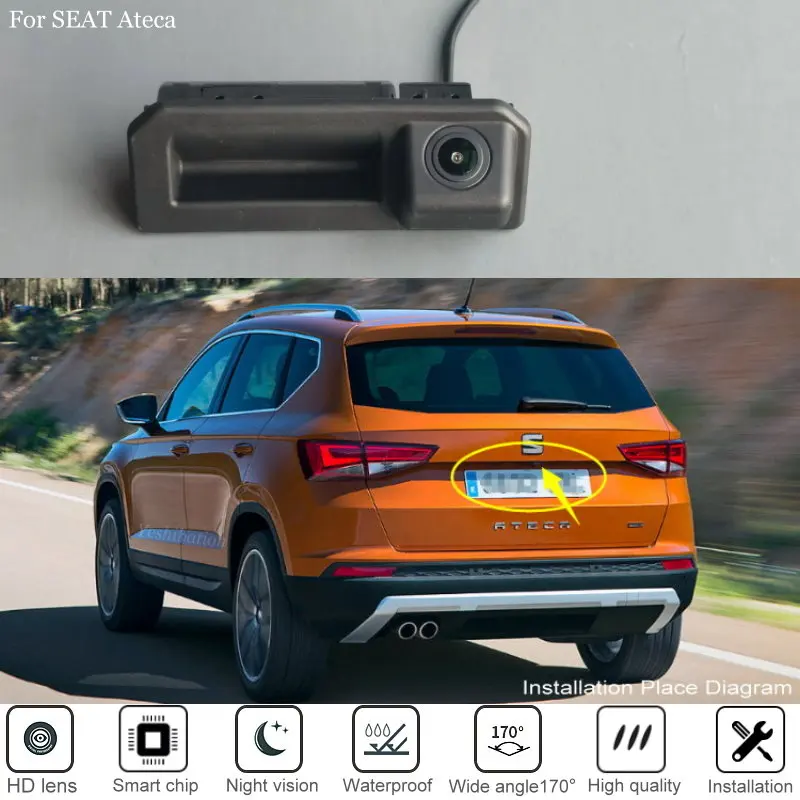 

For SEAT Ateca 2016 2017 2018 2019 Car Trunk Handle RearView Back Up Camera HD CCD Night Vision High Quality Car Reverse Camera