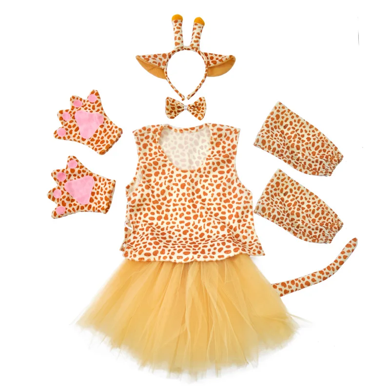 Costume de fête de la girafe pour enfants, robe Tutu pour filles et garçons, Costumes Cosplay d'animaux avec chaussures pour Halloween