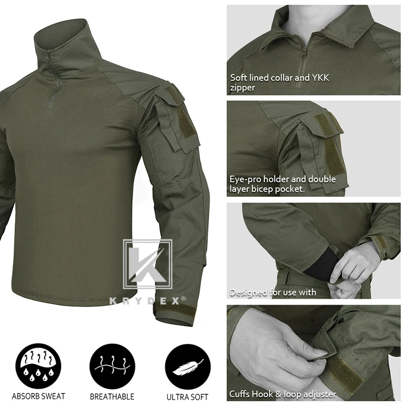 Imagem -02 - Krydex Kit de Camisa e Calças Camufladas Táticas Conjunto de Uniforme de Combate para Caça ao ar Livre Equipamento de Caminhada