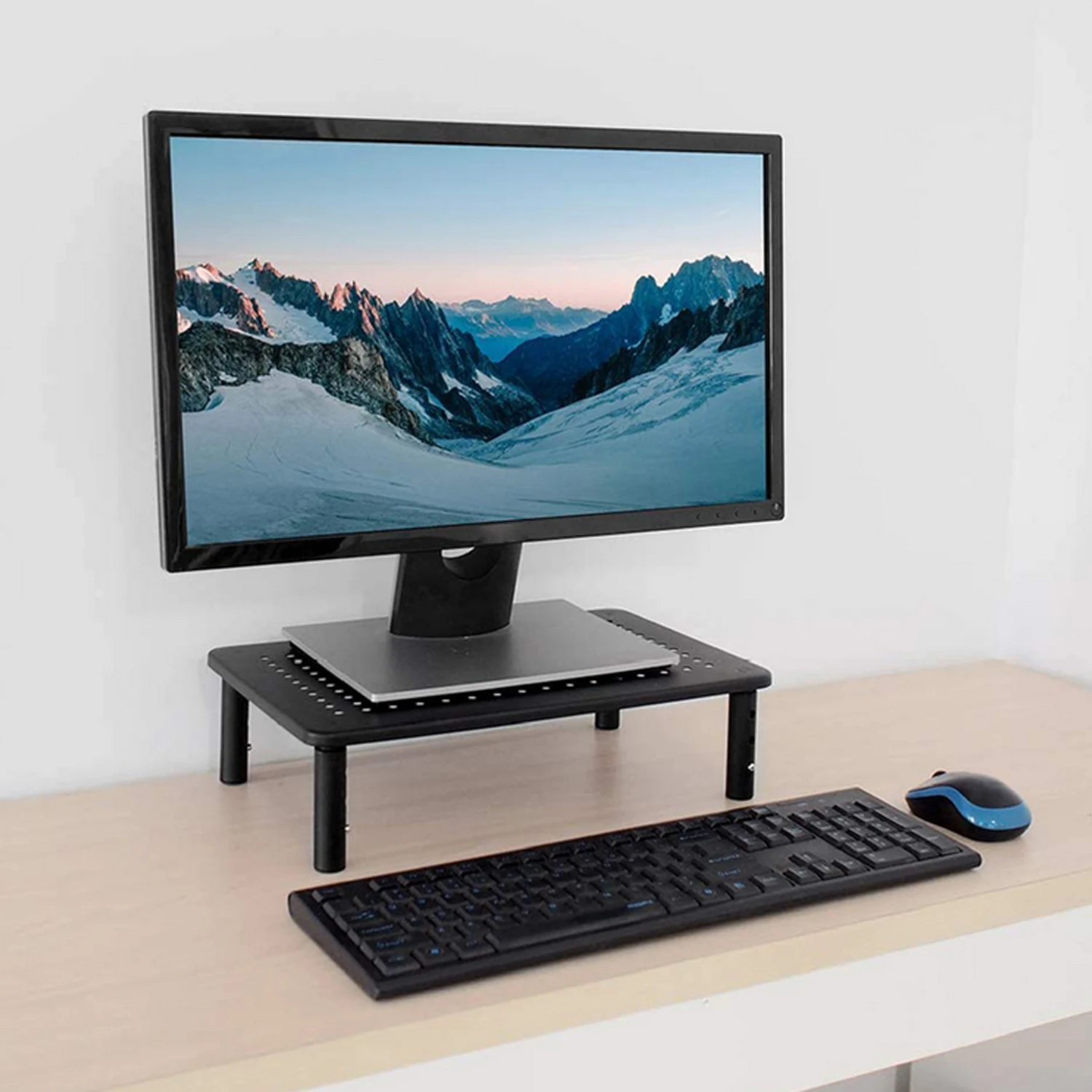 Besegad desktop monitor estande riser 3 altura ajustável suporte do monitor com plataforma de malha refrigeração para computador portátil computador