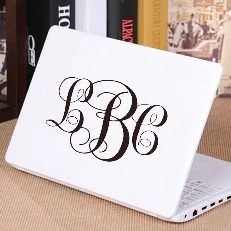 Monogram Initials Vinyl Wall Decal Lettering Words Personalized Graphics MONOGRAM Personalized Name Laptop Phone Bottle Decor