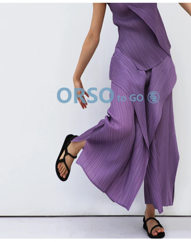 

HOT SELLING Miyake Fashion Thin section full-length Wide leg pants IN STOCK