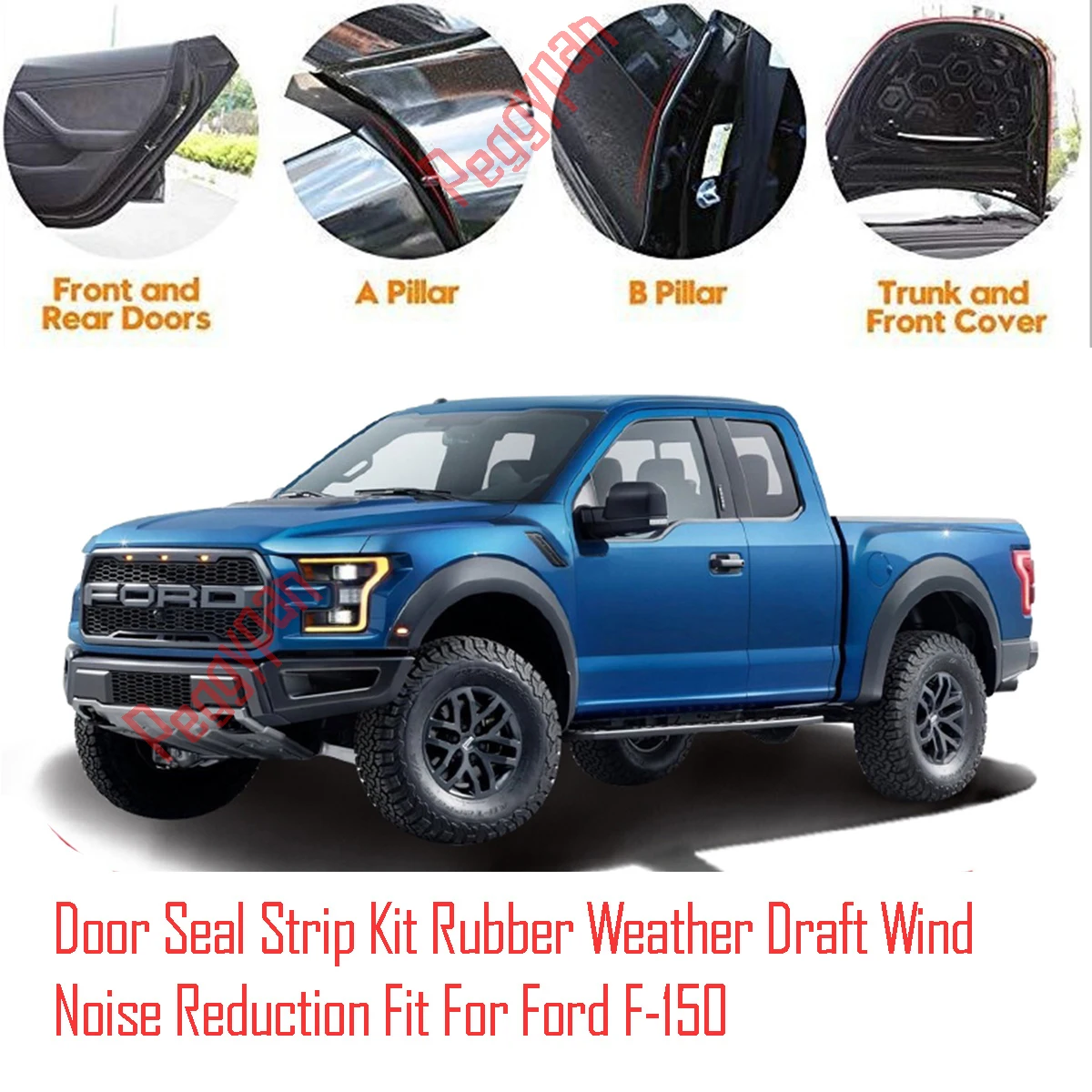 Door Seal Strip Kit Self Adhesive Window Engine Cover Soundproof Rubber Weather Draft Wind Noise Reduction Fit For Ford F-150