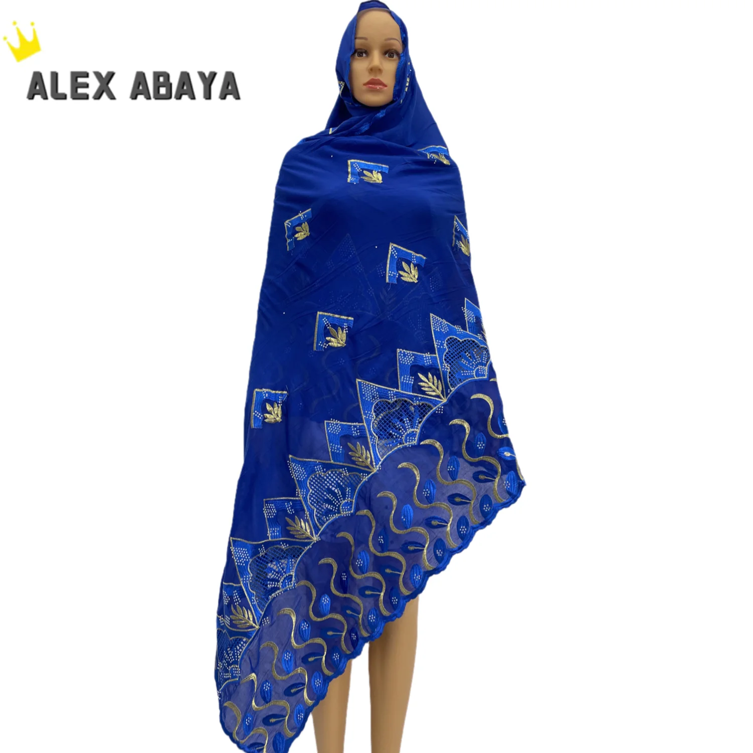 Nova mulher africana casual chiffon xale lenço de algodão islâmico estilo muçulmano tecido bordado turbante para hijabs atacado hijabs