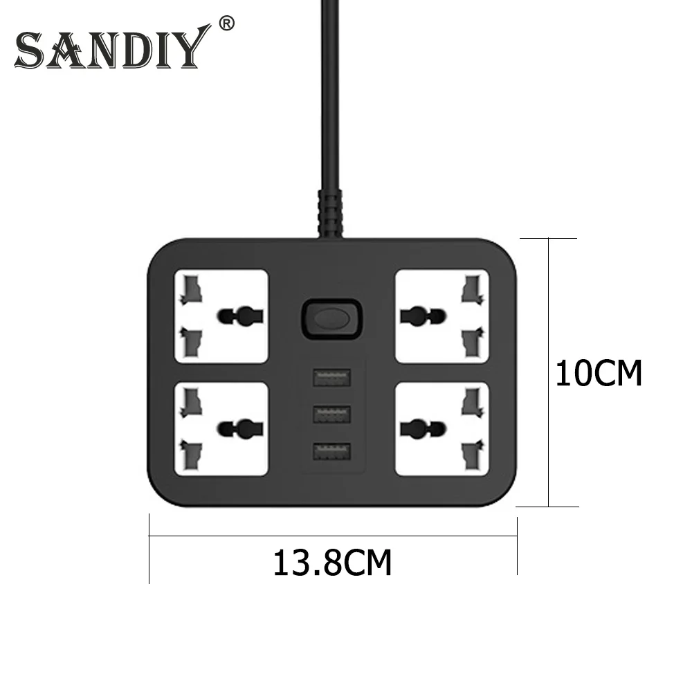 Power Strip Outlets Universal Electrical Plug Socket with USB Ports Adapter Extension Cord Europe Multi-function Power Strip