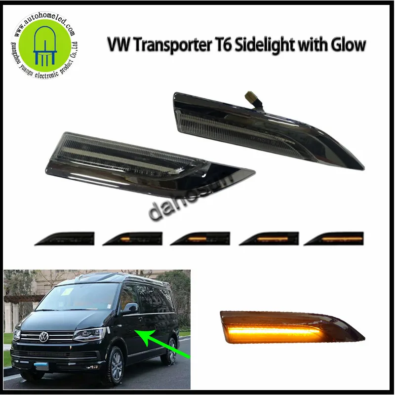 

2x Dynamic Sequential Blinker LED Side Marker Turn signal Light Indicator Repeater lamp sidemarker For VW Transporter T6 Caddy