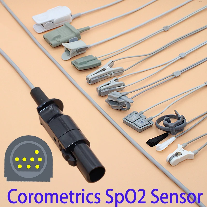 Compatible 8p Corometrics 120/510/511 Spo2 sensor cable for adult/pediatric/child/Neonate/veterinary,3m Finger/Ear spo2 probe.