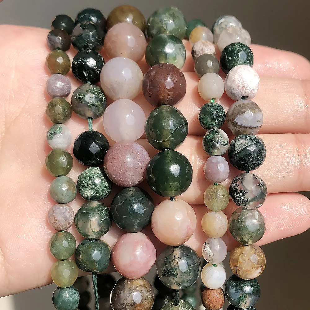 wholesale Natural stone beads Faceted Indian Agates Round Beads For Jewelry Making 15 inches 4 6 8 10 12 14mm Pick Size