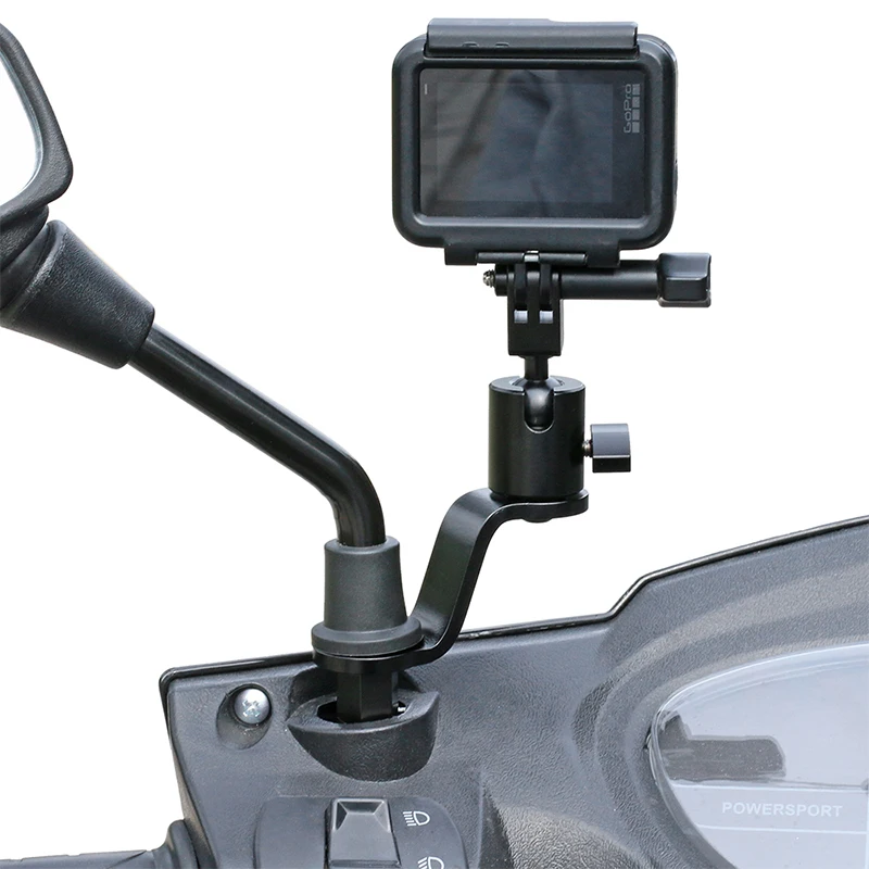 Halterung für Rückspiegel halterung aus Aluminium, Halterung für Sport kamera halter, kompatibel mit Gopro Hero 11/10/9/8 schwarz