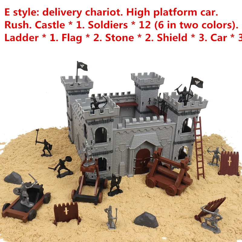 Soldier Castle War Chariot  Set  Knights Game DIY Model Building Assembly Compatibility Ancient Rome Siege Battlefiel Toy