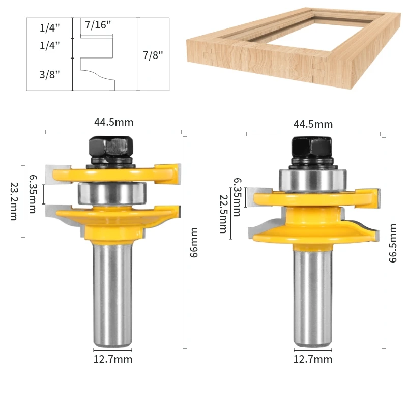 YUSUN  Stile&Rail Assembles-Roman Ogee Bit Router Bit Cove 1-3/4 Carbide Cutters Woodeorking Milling Cutter For Wood End Mill