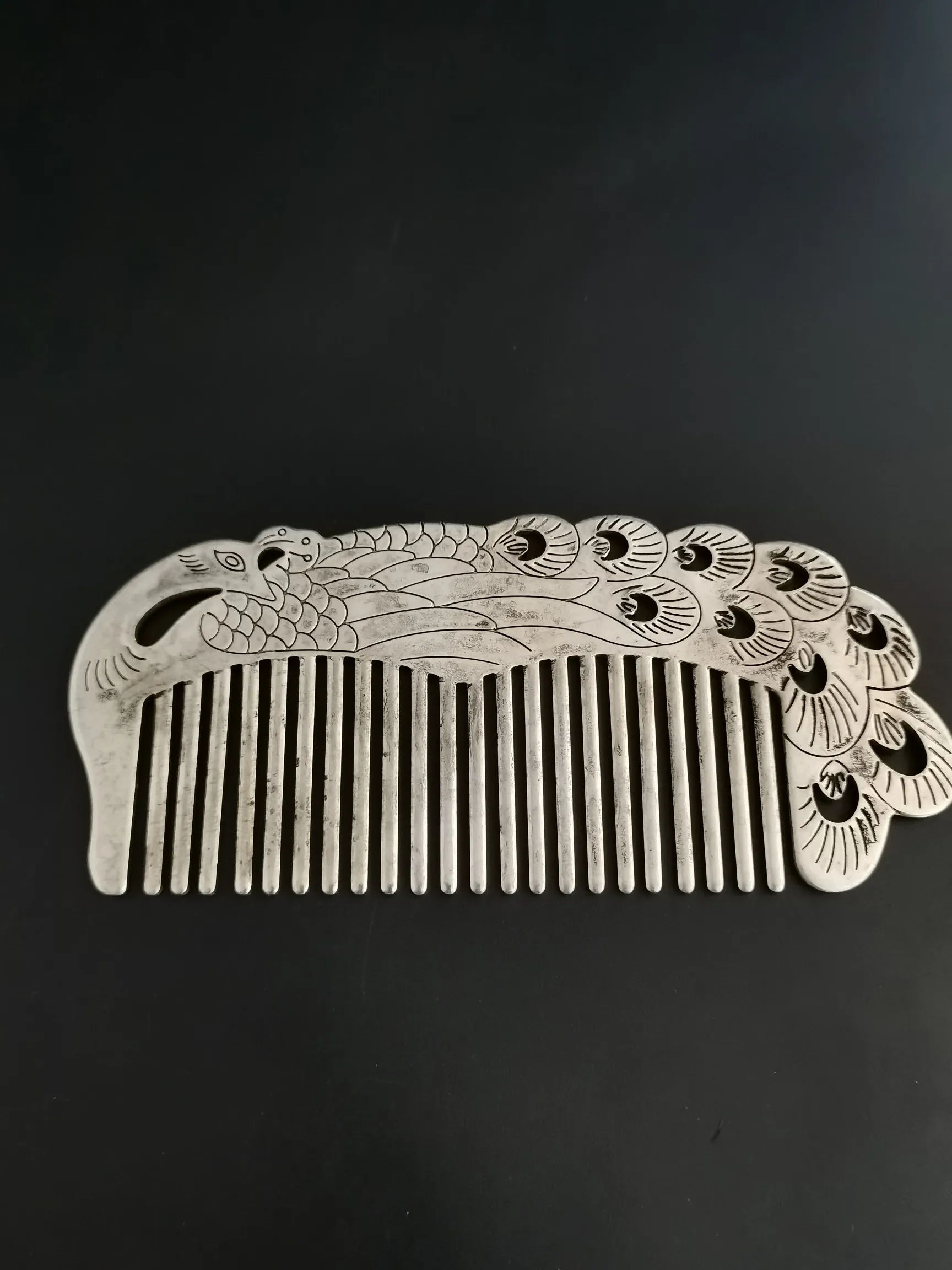 

Chinese collection silver retro Phoenix comb