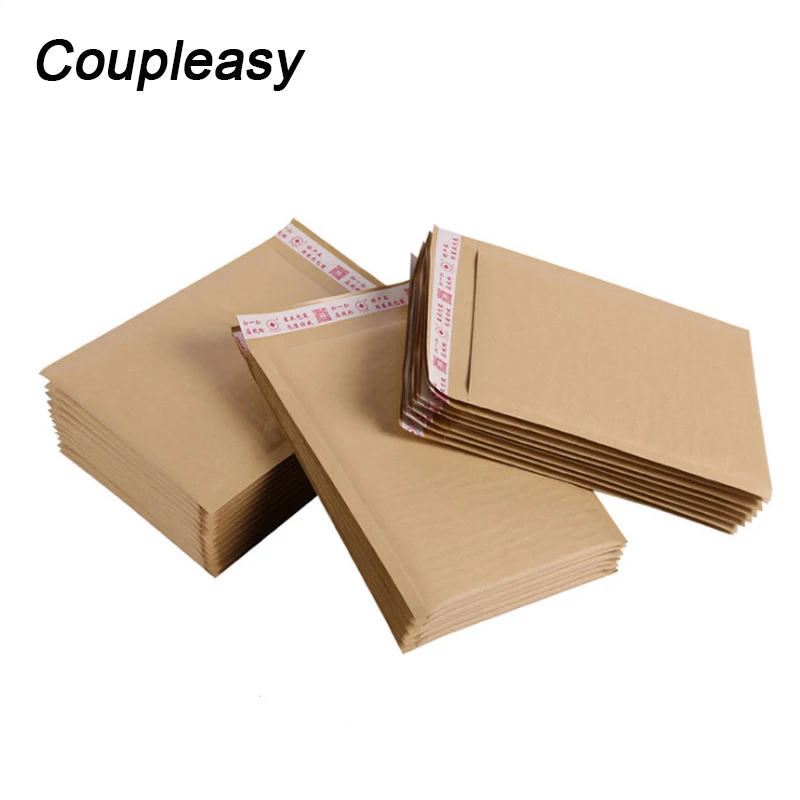 10Pcs 4 Sizes Natural Kraft Paper Bubble Envelope Self Seal Adhesive Bubble Mailer Business Waterproof Shipping Mailing Bag