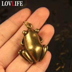 Brass Vintage Mini Frog Keychain Pendant For Car Key DIY Keyrings Copper Hollow Animal Bag Hanging Fashion Jewelry Gifts