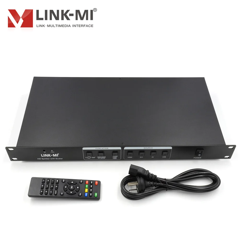 LINK-MI 4x9 HD Splitter with Scaler HDMI+AV+VGA+USB Inputs 9 HDMI Output support 180 degree flip