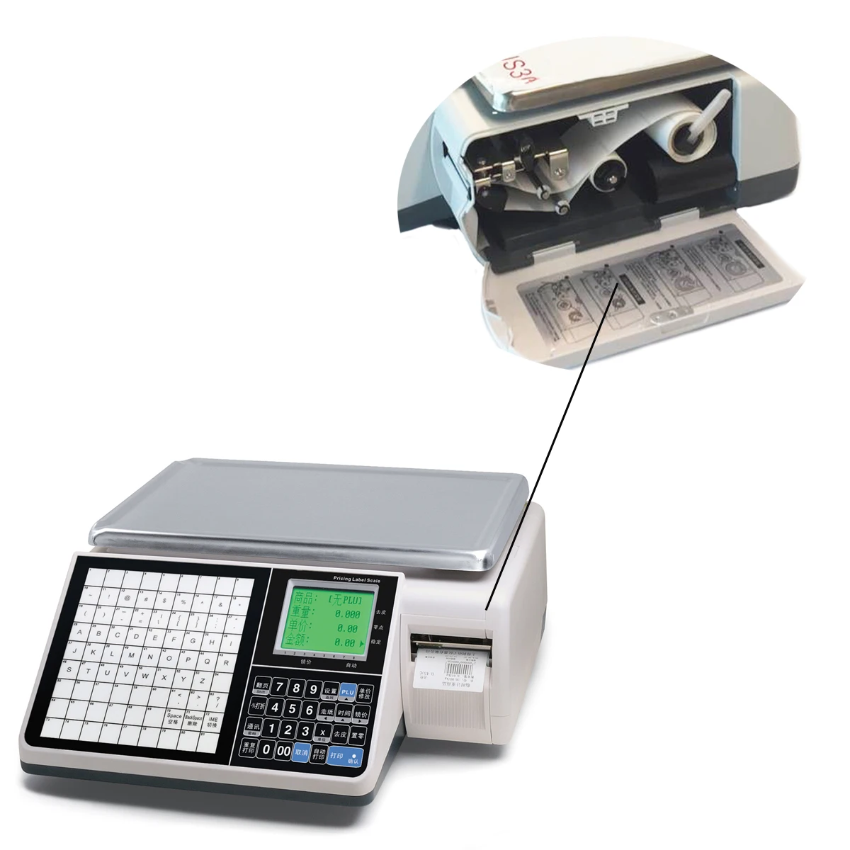 30KG Commercial Price Computing Retail Electronic Balance with Printer Label Printing Scale HS-A02