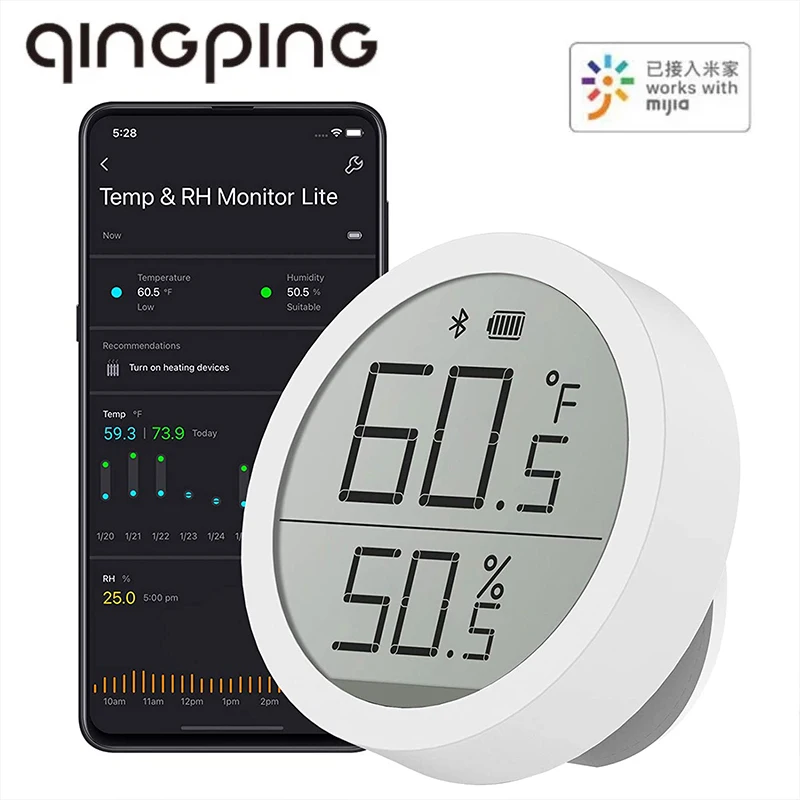 Qingping Bluetooth Thermometer Wireless Smart Electric Digital Temperature&Humidity LCD Screen Lite Edition Work with Mijia APP