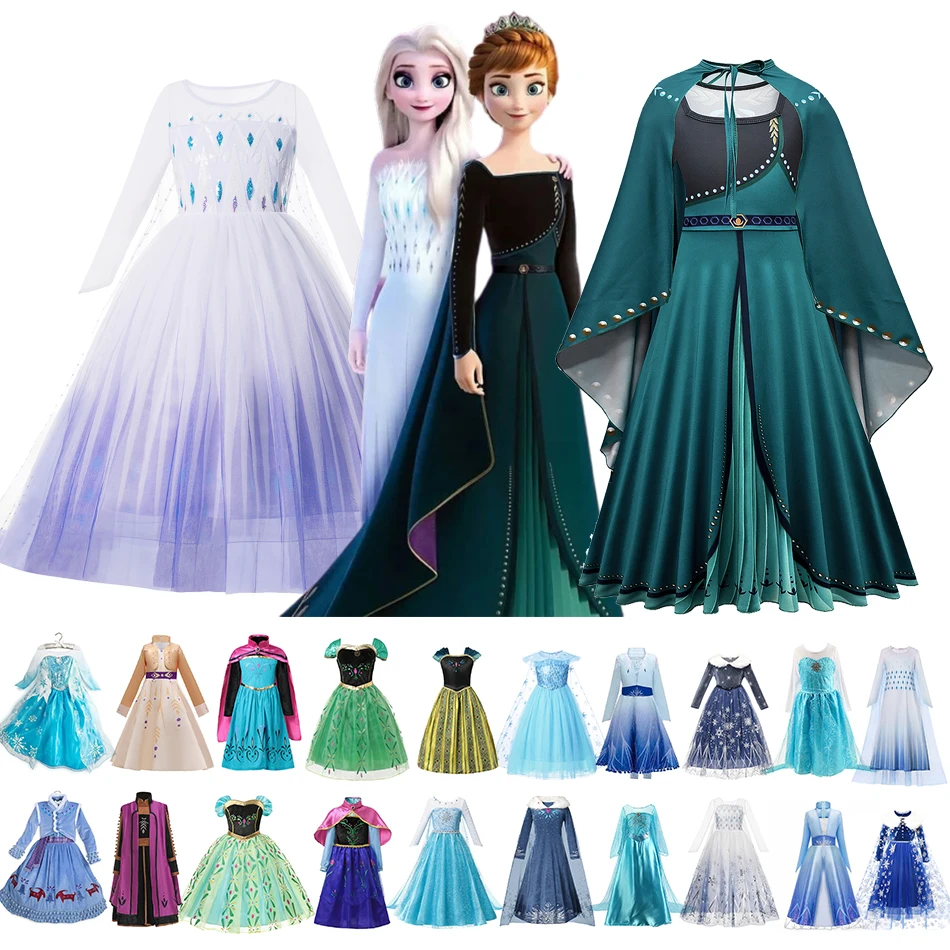 

Cosplay Costume Princess Dress for Frozen 1&2 Anna Elsa Kids's Tulle Prom Gown for Snow Queen Clothes Birthday Party Halloween