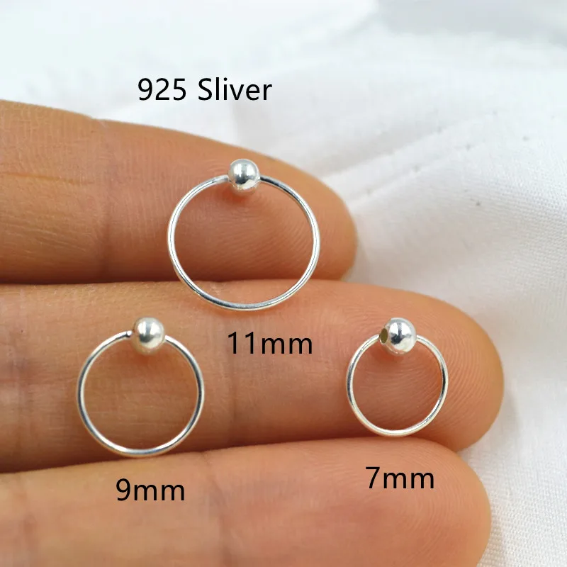 50pcs/Lot 925 sterling Sliver Nose Ring Ear Helix Diath Cartilage Body Piercing Sterling jewelry 20g