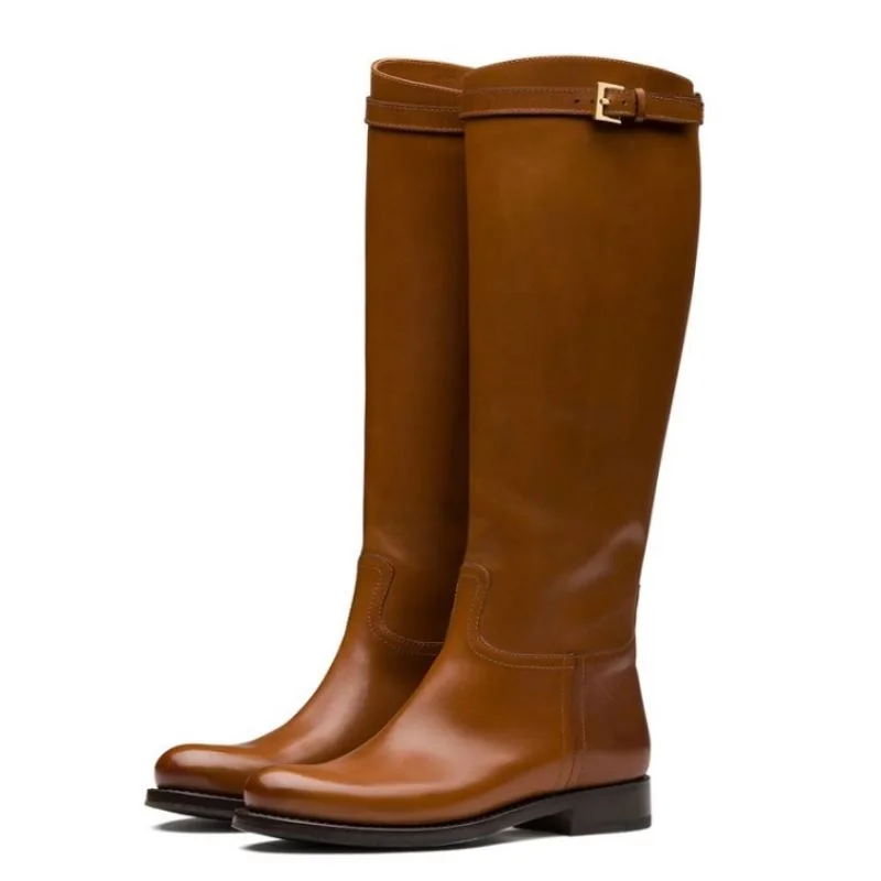 Sgesvier Plus Size 34-45 Women Leather Knee High Boots Flat Heel Women Winter Warm Boots Fashion Casual Woman Long Footwear