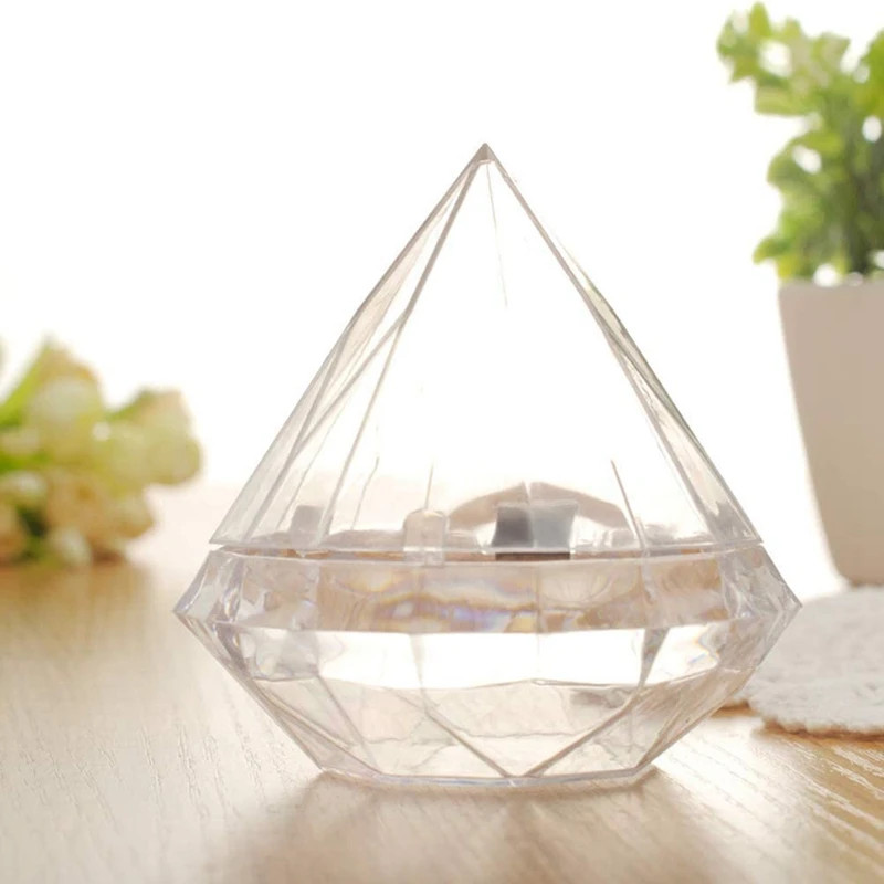 12PCS Transparent Diamond Shape Candy Box Wedding Favor Gift Boxes Party Box Clear Plastic Container Home Decor Gift