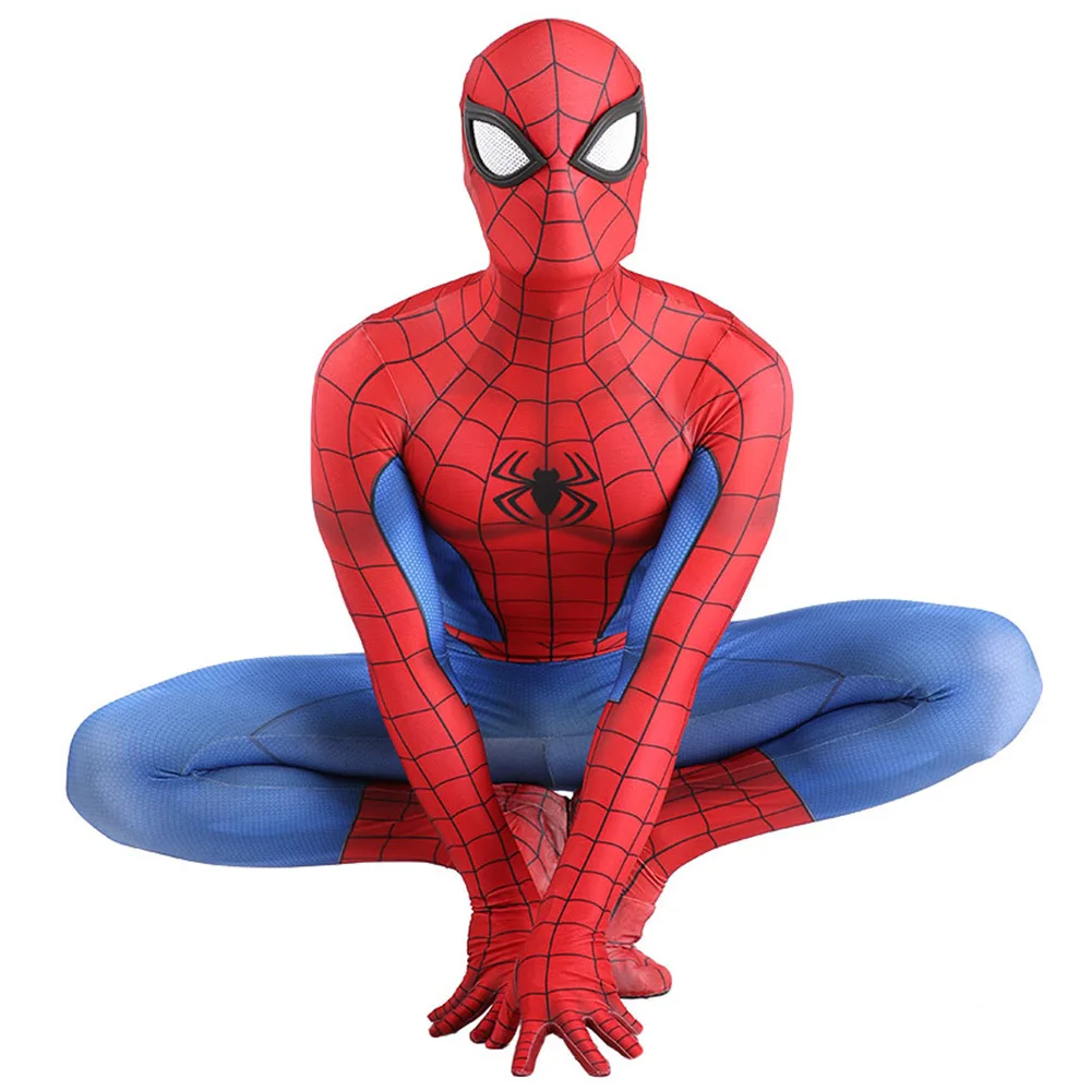 PS4 Classic Spiderman Cosplay Costume Zentai Bodysuits Halloween Costume Spandex Superhero Bodysuit Outfits Fancy Dress Up Adult