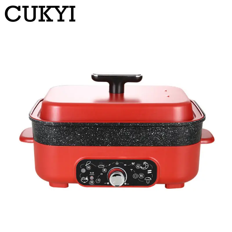 CUKYI 5.5L 1400W wielofunkcyjny kuchenka elektryczna parowar garnek do gotowania grill hotpot zupa gulasz śniadanie domowe wszystko W 1