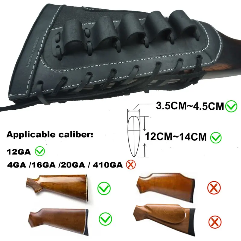 Leather Rifle Sling Shoulder Padding Tactical Strap And Shotgun Gun Buttstock Ammo Shell Holder For 5pcs 12 Gauge