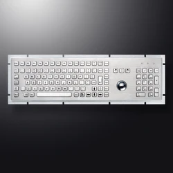 Full Size 106 Keys Industrial Metal Stainless Steel Keyboard With Trackball Mouse FN Function and Numeric Keypad