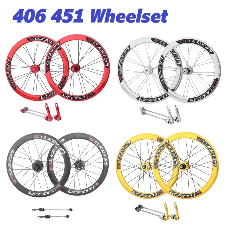 

Litepro 406 451 Wheelset Disc Brake 2-4 Bearing Hub 100mm 135mm Front Rear Folding Bike Double Wall Aluminum Alloy Wheel Set SP8