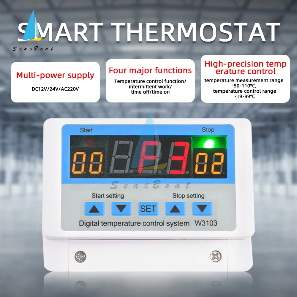 XH-W3103 AC 220V Max 5000W Digital Thermostat 30A Temperature Controller Switch DC 12V 24V