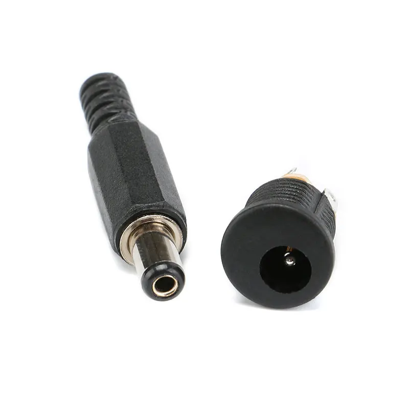 10pcs 12V 3A Plastic Male Plugs + Female Socket Panel Mount Jack DC Power Connector Electrical Supplies 5.5 x 2.1mm