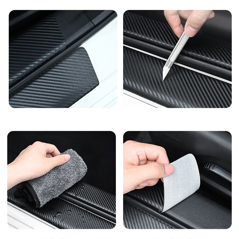 4PCS Car Door Threshold Sill Guard Protector Stickers For HONGQI H5 HS5 HS7 HS9 Car Styling Accessories