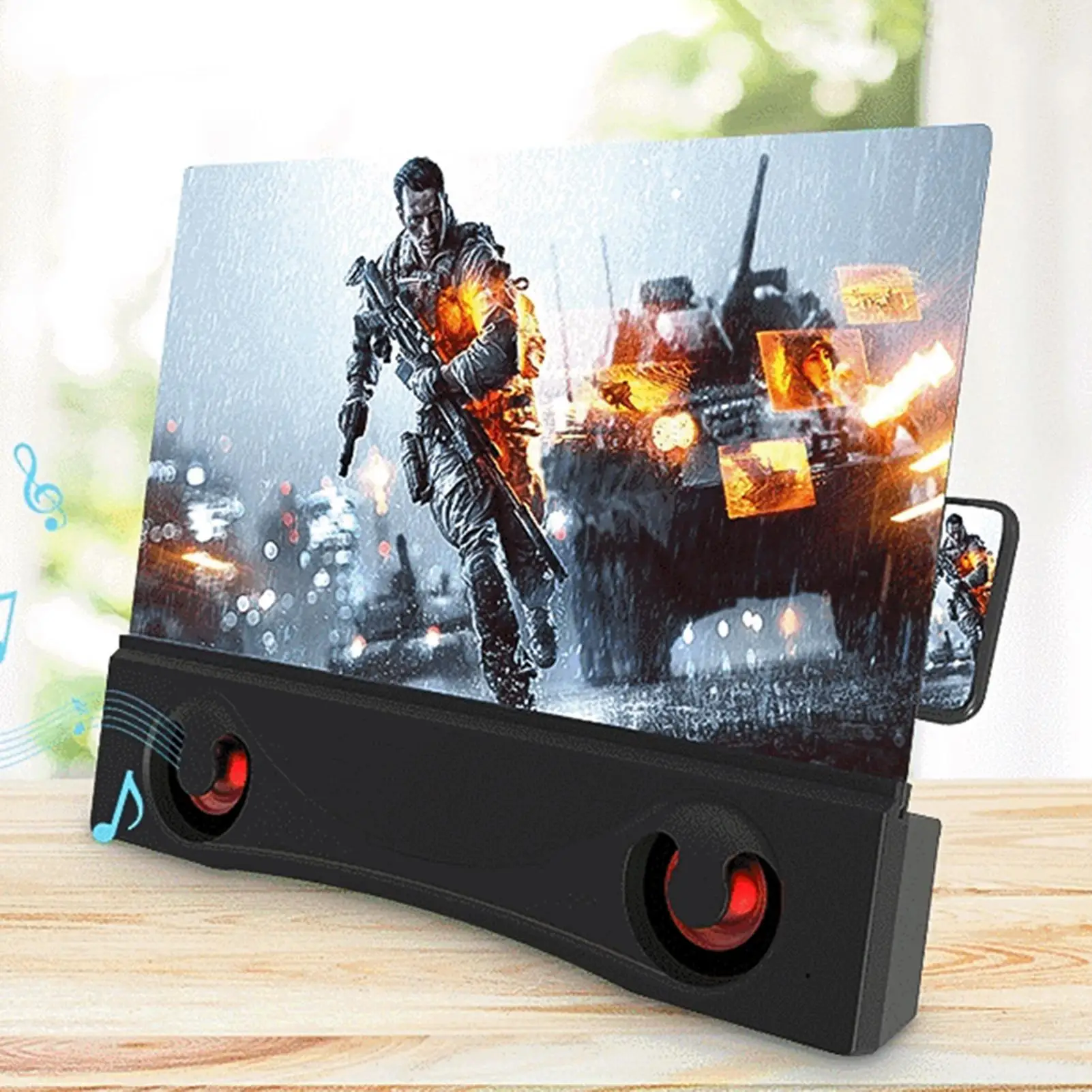 12inch 3D Bluetooth Speaker Amplifier Enlarged Mobile Phone Screen Magnifier Mobile Phone Holders Stands Accessories