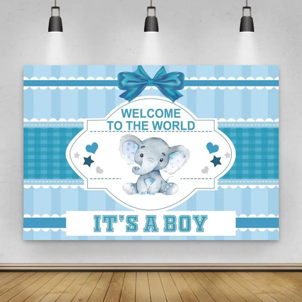 Welcome To The World Newborn Backgrounds Photo Decor Girl Or Boy Famliy Party Bow Banner Backdrops Photography