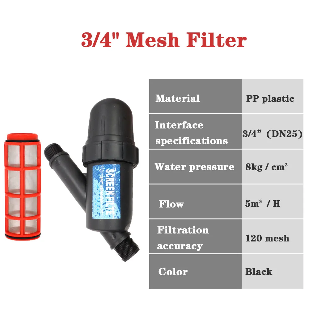 3/4,1,1.5,2 cal 120 Mesh podlewanie ogrodu netto filtr siatkowy opryskiwacz ogrodnictwo nawadniania kropelkowego narzędzia mocowanie rury złącze