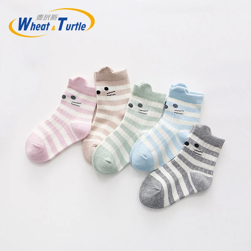 5 Pcs/Lot Mother Kids Children's Clothing Socks Cotton Unisex Soft  Boys Girls  Cute Cartoon  For Baby Children