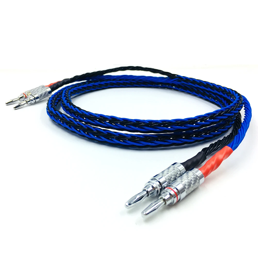 

1 Pair Hifi audio 8TC Speaker Interconnect Cable Hifi Speaker Cable with Carbon Fiber Banana Connector