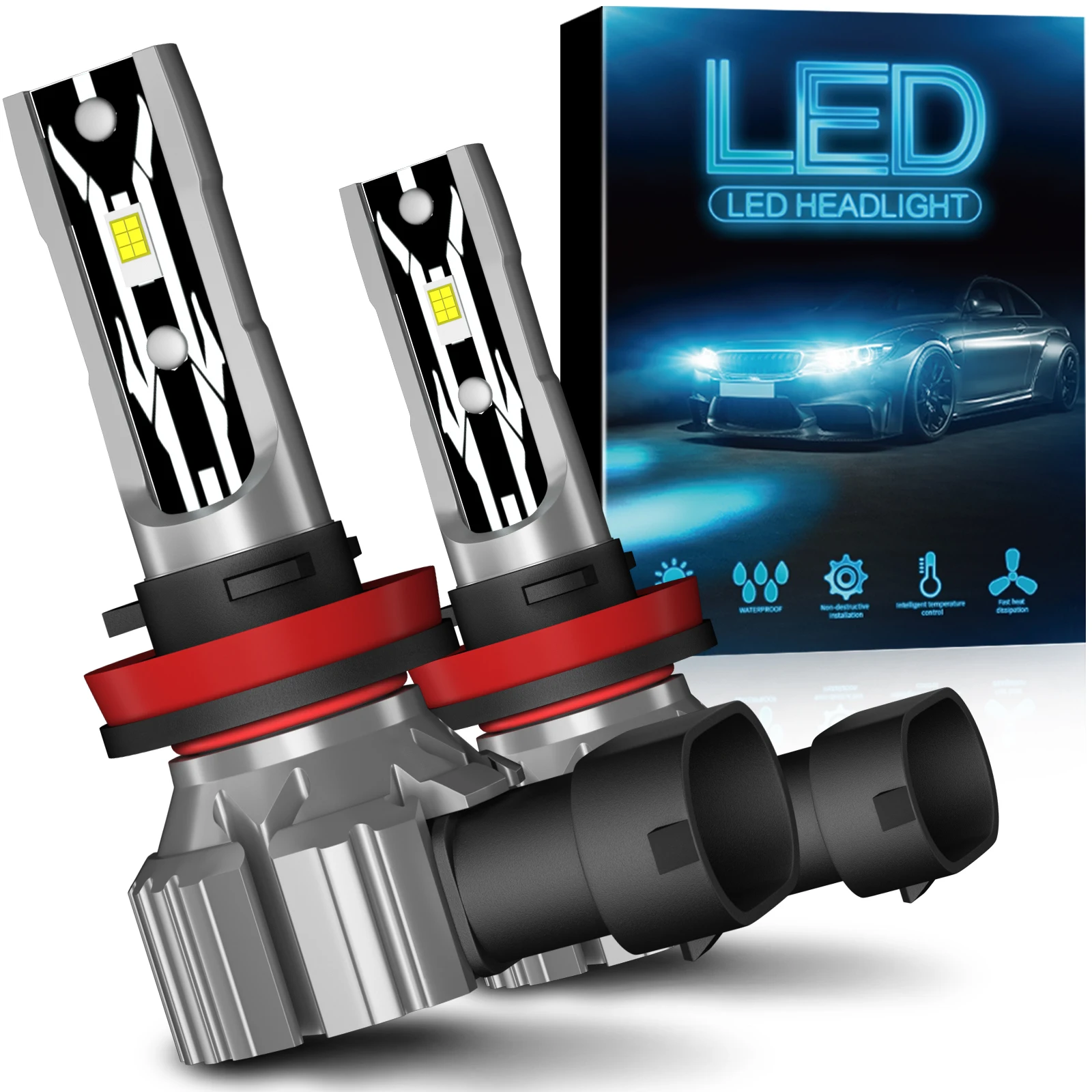 Luz antiniebla para coche H8 H11 H7, 12000LM, 9005 HB3 9006 HB4 9012 HIR2, Plug And Play, superbrillante, 6000K, 3000K, Kit Canbus, 2 uds.