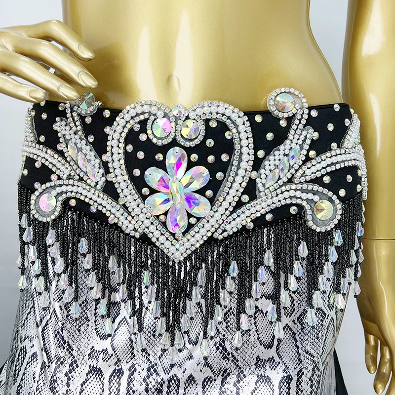 Professional Belly Dance Costumes Women Rhinestone Bra Belt Long Skirt 3pcs Belly Dancing Set Carnival Costume Clothes Outfits