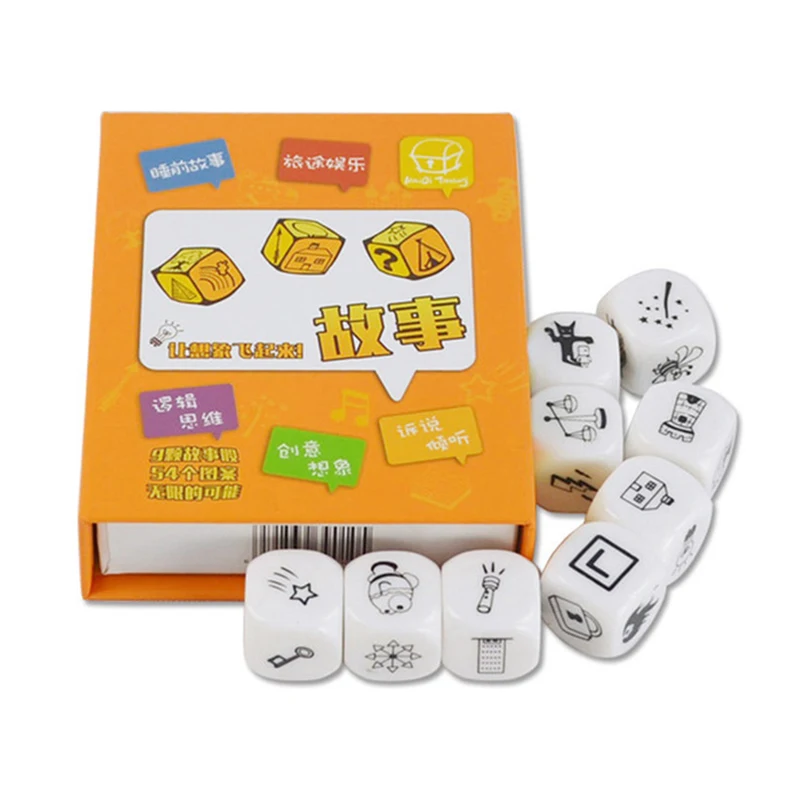 Toy Dice DIY Telling Story Dice Set Puzzle Board Game Family Party Games Friends Parents with Children Toys for Kids