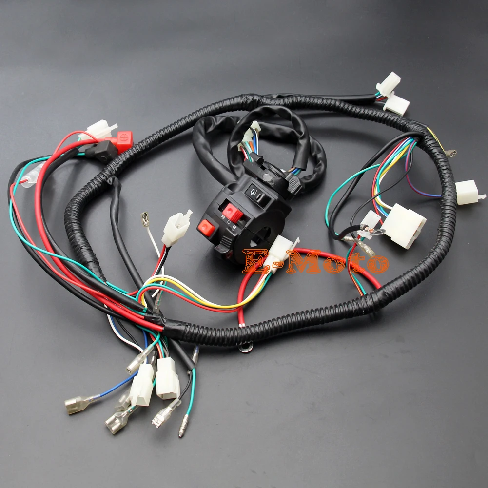 Electric Start Engine Wiring Harness Loom Multi-functional Switch Kit For 150cc 200cc 250cc Pit Quad Bike ATV Buggy