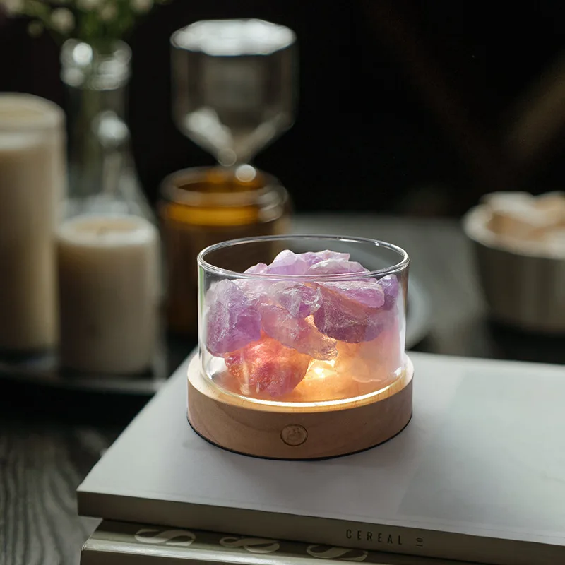 1 Pc Aromatherapy Crystal Diffuser Stone Indoor Fragrance Crystal Stone Glass Cup Ornaments with Lamp Base Home Decoration