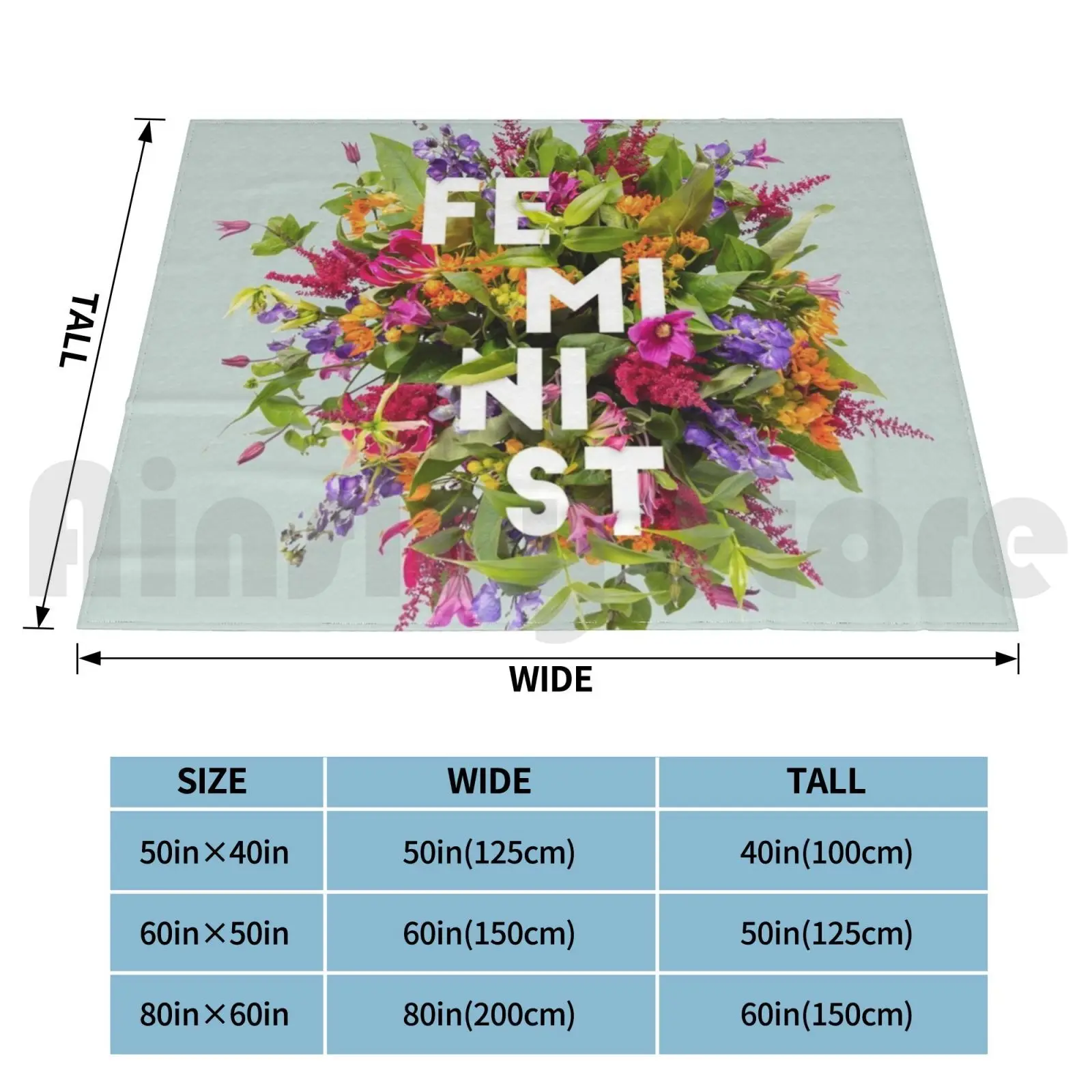 Floral Feminist Blanket Fashion Custom 1428 Floral Feminist Feminism Female Womens Womens Power Xx Empowered