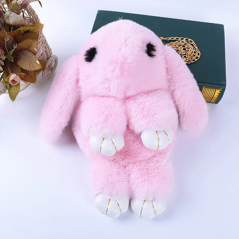 Large Capacity Fashion Rex Rabbit Fur Bag Pencilcase Student Stationery Boy Girl Portable Pencil Case Storage Lady Handbag