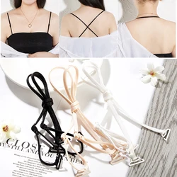 3pairs Women Solid Elasticity Bra Shoulder Strap Clasp Hook Adjustable Lace Flower Slip-Resistant Belts Buckle Bra Accessories